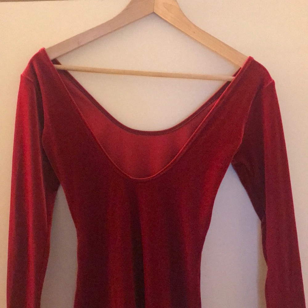 Deep Red Velvet Dress Size S - Picture 3 of 5